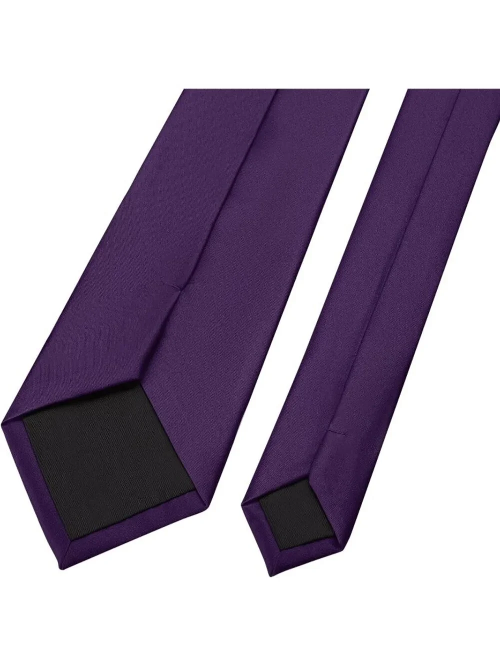 Men's Dark Purple Solid Microfiber Plain Formal Silk Necktie For Business Dress